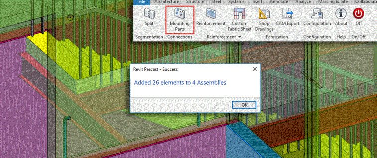 Mounting Parts in Structural Precast Extension for Revit